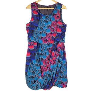Banana Republic Women's Vibrant Color Floral Draped Detail Dress Size 14